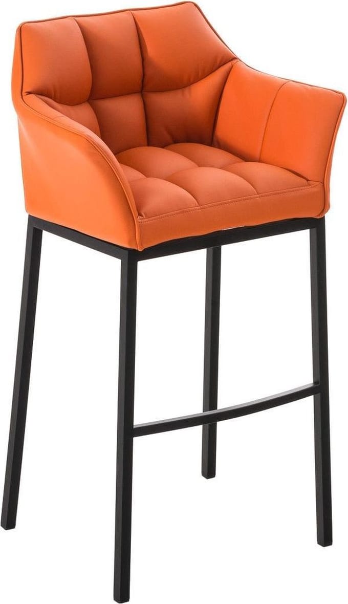 CLP Damaso Barkruk - Vast frame - Kunstleer oranje zwart