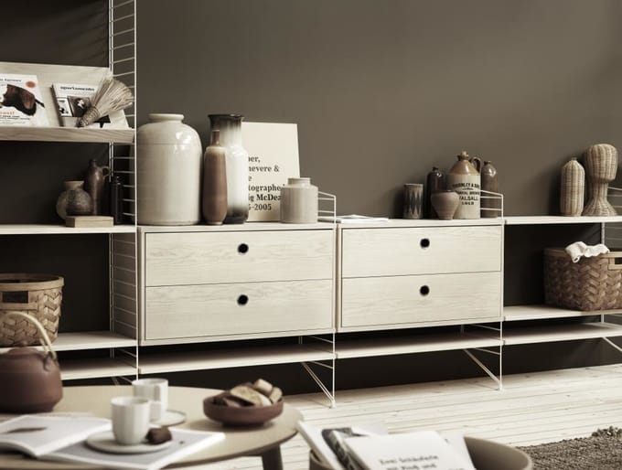 String Furniture - Schappen set van 3 - 58 x 20 cm - Essen - beige