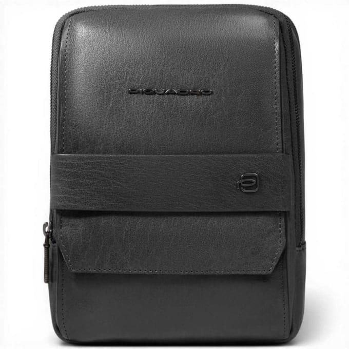 Piquadro Borsello S141 Black Leather Man met iPad Mini Deur