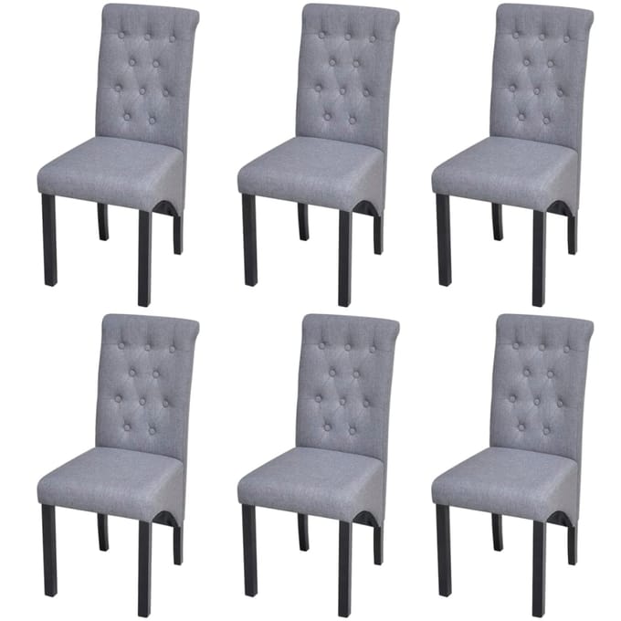 vidaXL - Eetkamerstoelen - 6 - st - stof - lichtgrijs