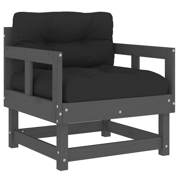 vidaXL - Tuinstoelen - 2 - st - met - kussens - massief - grenenhout - grijs
