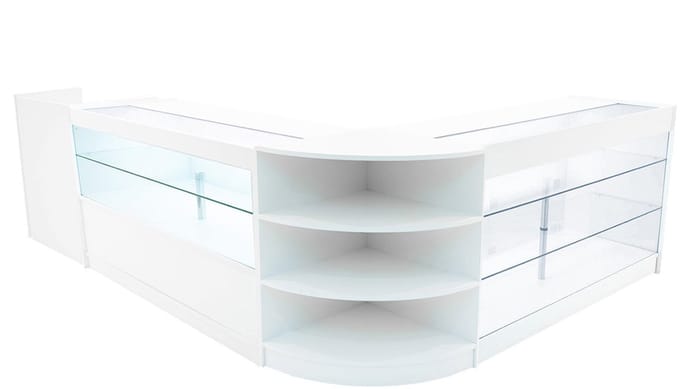 Theia led winkel toonbank set - wit - 150x60/60x60 cm - 4-delig