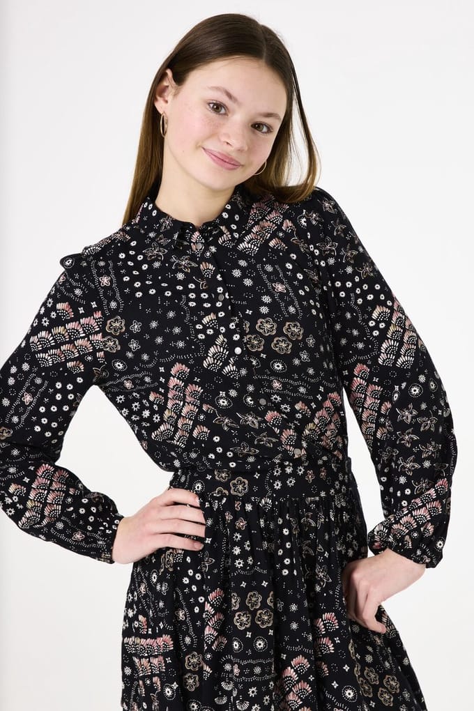 GARCIA Meisjes All over print Blouse Zwart Long mouw