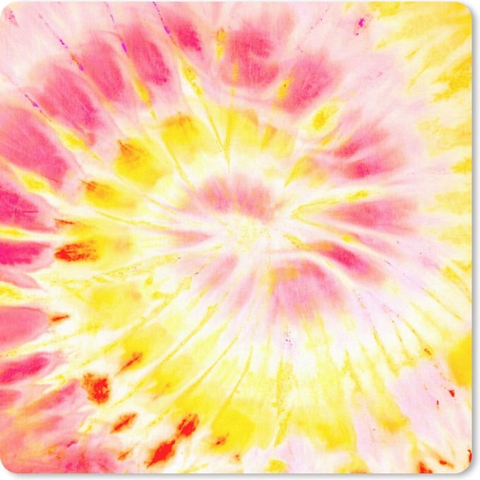 Muismat 20x20 cm - Mousepad Tie dye - Geel - Roze - Muismatten