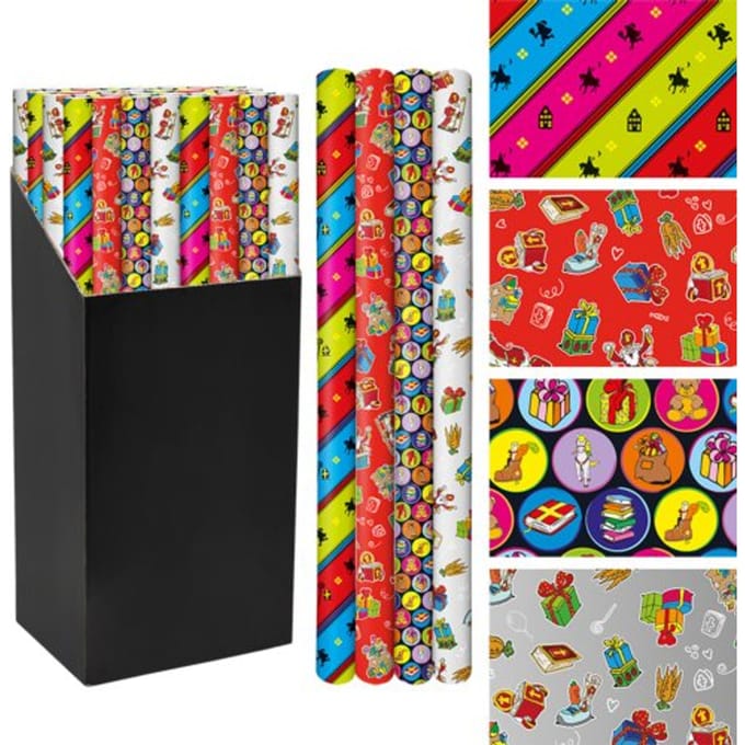 Cadeaupapier sinterklaas, formaat: 200 x 70 cm, mix assorti