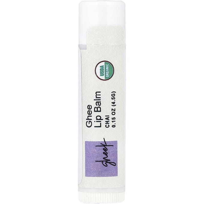 Pure Indiase Voedingsmiddelen, Gheek, Ghee Lippenbalsem, Chai, 4,5g (0,15 oz) white