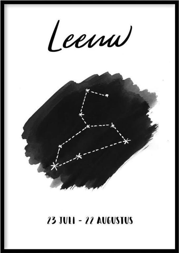 Poster Leeuw Sterrenbeeld - 50x70 cm - Sterrenbeeld Poster - WALLLL