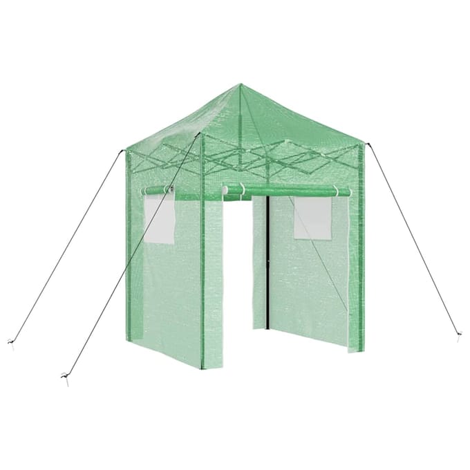 vidaXL - Kas - met - Pop-up - Frame - met - dak - Groen - 200 - x - 200 - x - 300 - cm - IJzer