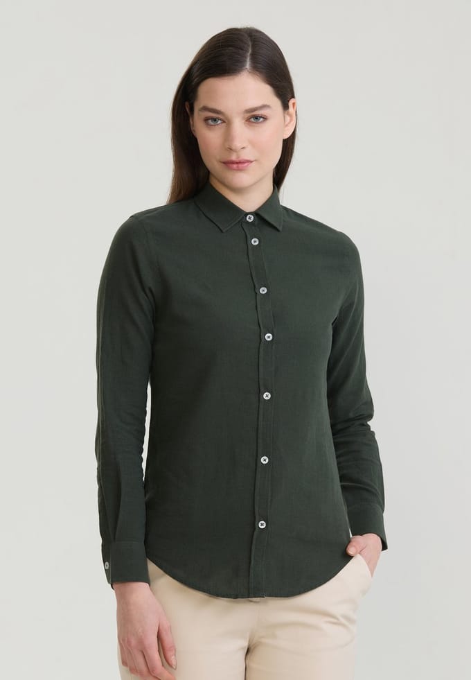 Felix Hardy Overhemd - Overhemden - Katoen Linnen Dames Khaki - S