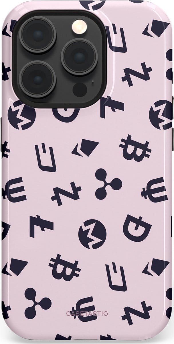 Casetastic hoesje geschikt voor Apple iPhone 15 Pro - MagSafe - Dubbellaagse bescherming - Crypto flow - Fashion Case - Lichtgrijs Donkergrijs Wit