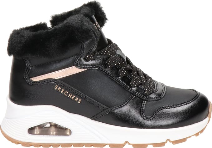 Skechers Uno - Cozy On Air Meisjes Sneakers - Black/Rose Gold