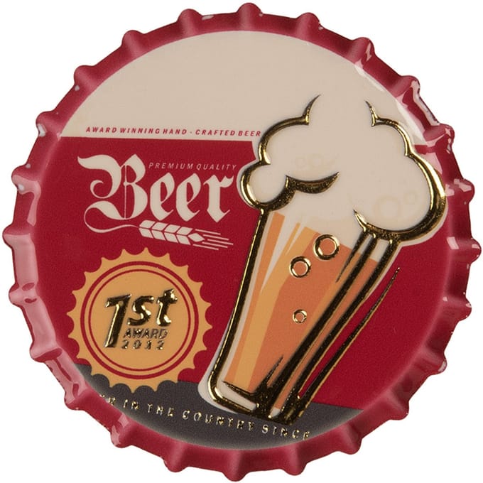 Clayre & Eef Magneet Beer Ø 7x2 cm Rood Metaal