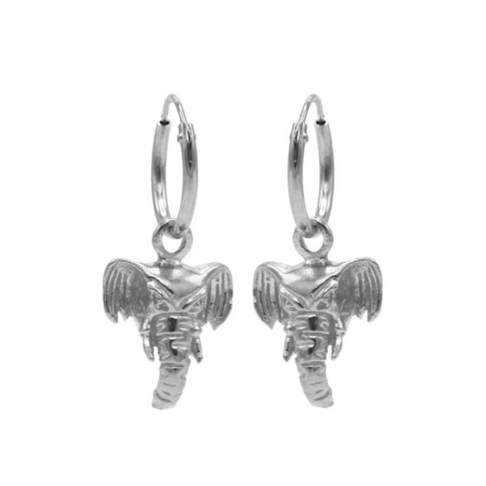 Karma Symbols oorbel M1206 Elephant Head Zilver