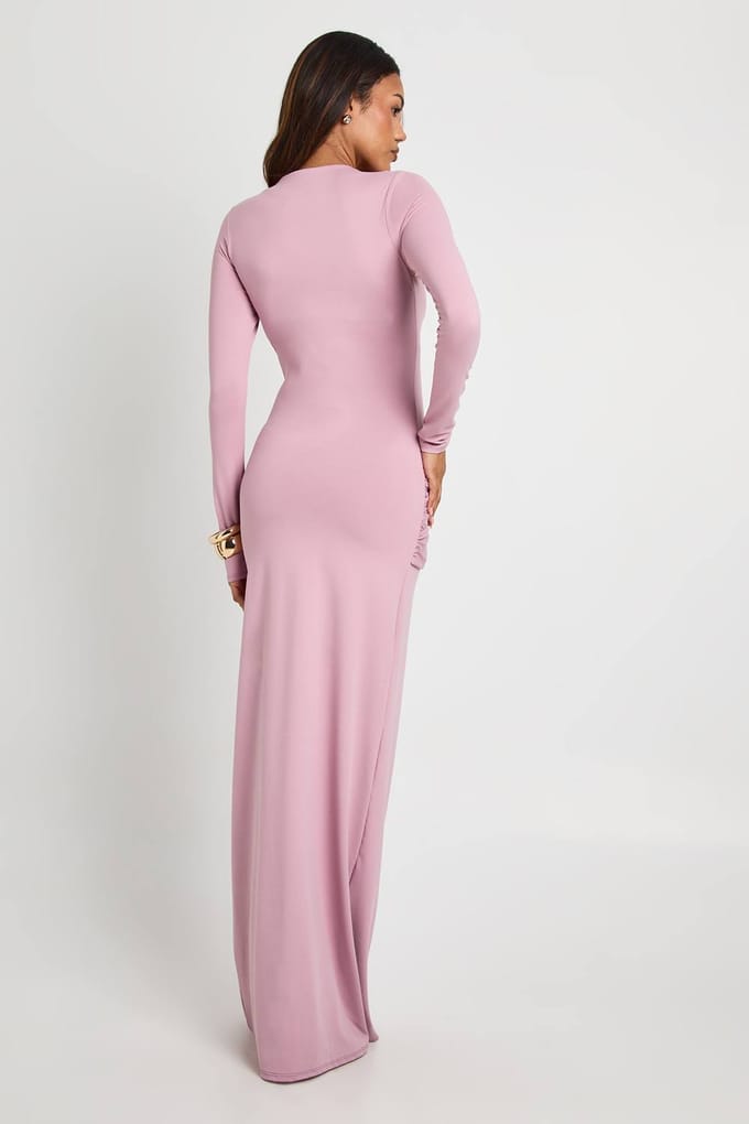 boohoo Dames Zwangerschap Onderbuik Tie Drop Zoom Maxi | Mauve | Maat: 38