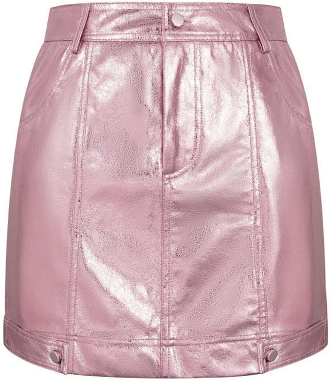Modieuze Roze PU Minirok met Hoogglansafwerking - Maat S
