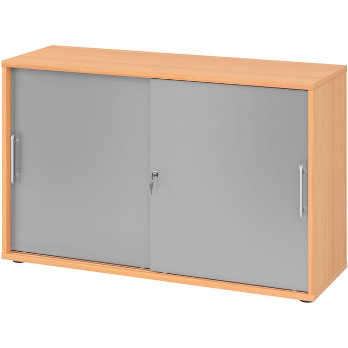 BETA 1752S | Schuifdeurkast | 2 OH - Beuken/Zilver Rail handvat (kunststof)