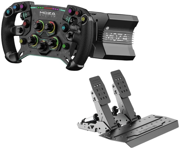 MOZA R12 V2 + GS V2P + SR-P2 Sim Racing Bundle – Direct Drive 12Nm Stuur, GT Racing Wheel en Load Cell Pedalen – PC