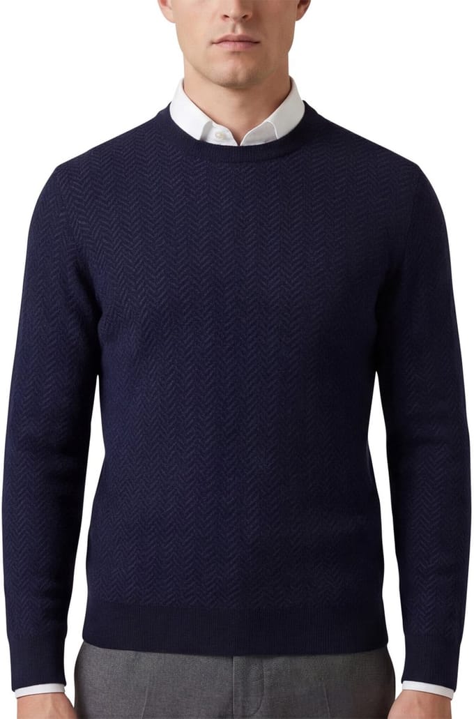 Boss Black Habito trui navy gebreid katoen