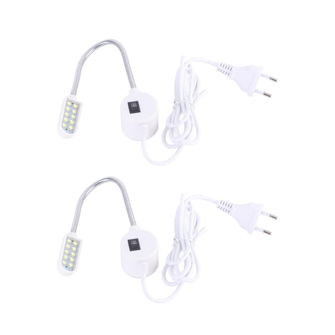 2 stuks LED Naaimachinelamp Flexibel Werk Naailicht met Magnetische Basis white