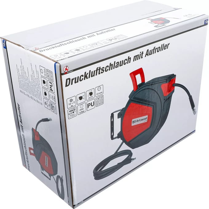 BGS Persluchtslang met oproller - automatisch - 12 m + 2 m