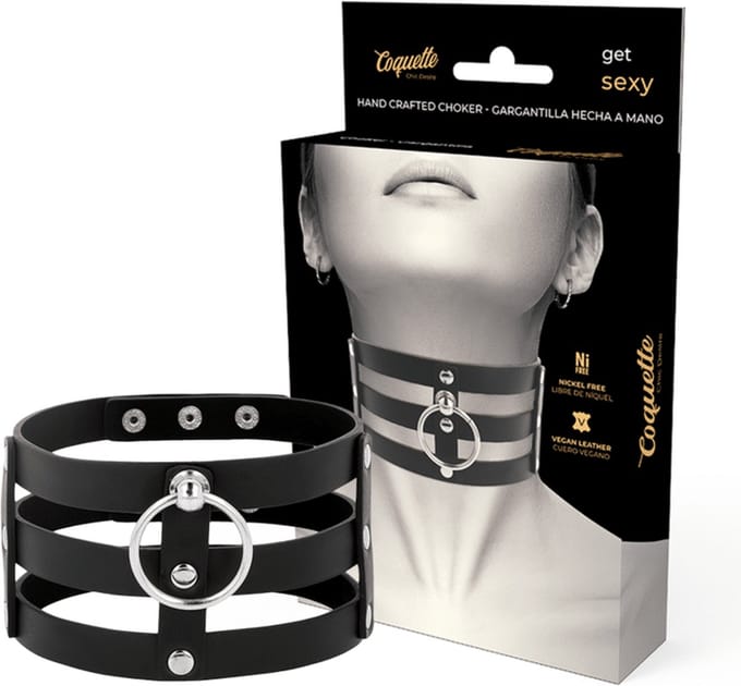 Black Choker Vegan Leather - Fetish / BDSM / Kinky