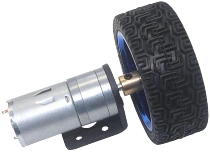 Encoder Motor Gear - Gelijkstroom Motor - Robotica Projecten - Met Montagebeugel - 65mm Wiel - Metaal