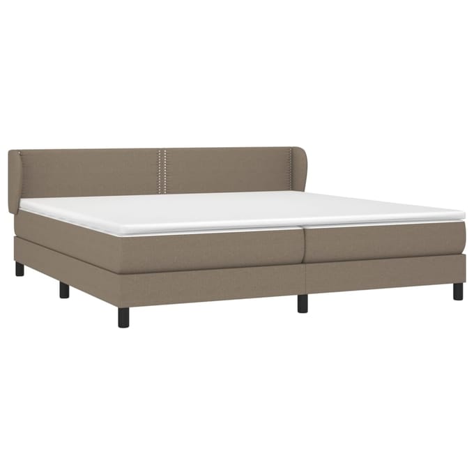 vidaXL - Boxspring - met - matras - stof - taupe - 200x200 - cm