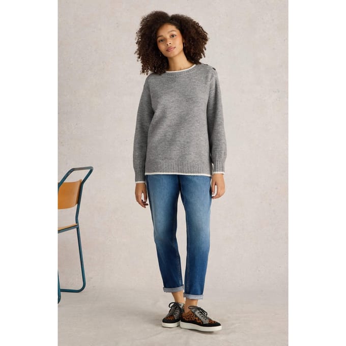 White Stuff Lucy Longline Jumper Light Grey Taglia: 14 PETITE | Maglioni a maglia Outlet | Donna | Grigio