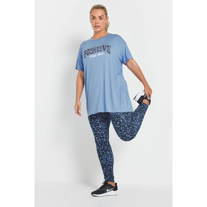 Yours Active Legging Met Luipaardprint In Blauw Size 46