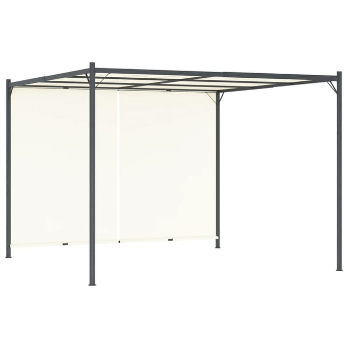 vidaXL - Pergola - met - verstelbaar - dak - 3x3 - m - staal - crèmewit