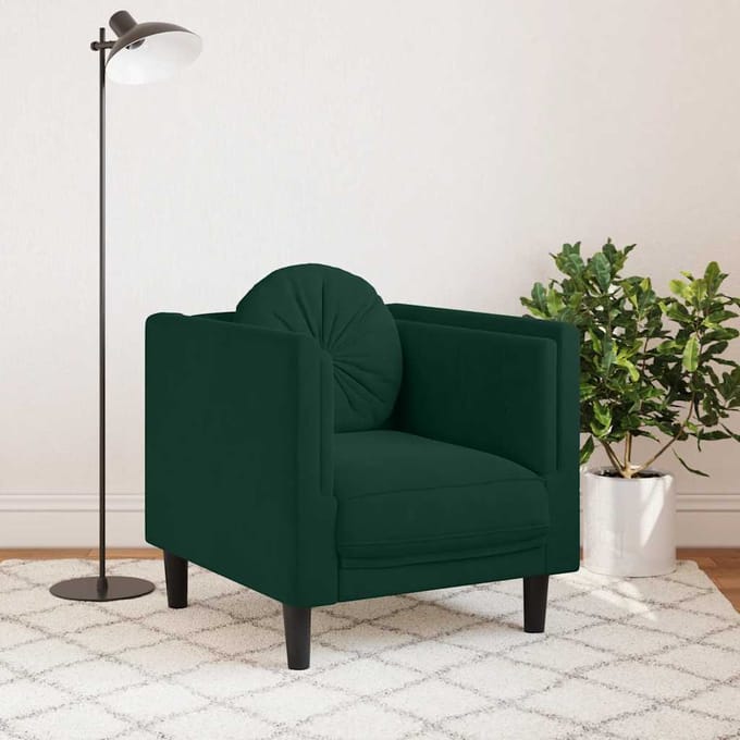 vidaXL - Fauteuil - met - kussen - fluweel - donkergroen