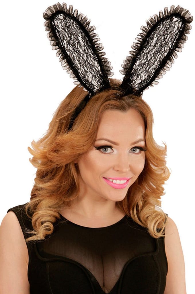 Zwarte bunny oren kant