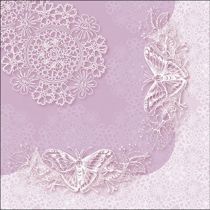 Napkin 33 Butterfly Lace Lilac FSC Mix servetten