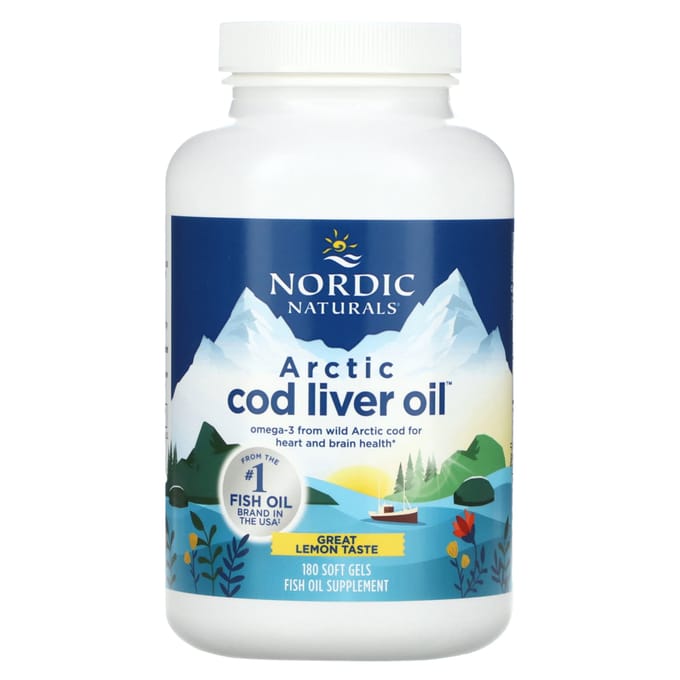 Nordic Naturals, Arctische Levertraan, Citroensmaak, 180 Softgels