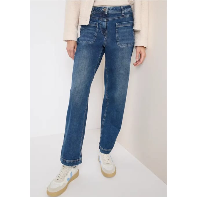 Wide Leg Patch Pocket Jeans