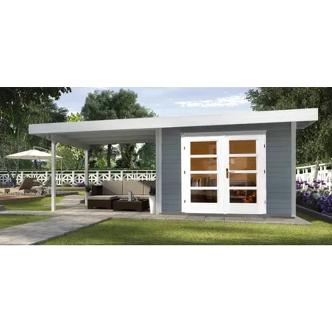 Weka Tuinhuis Met Overkapping 126 Type B Gr1 Grijs 240x645cm