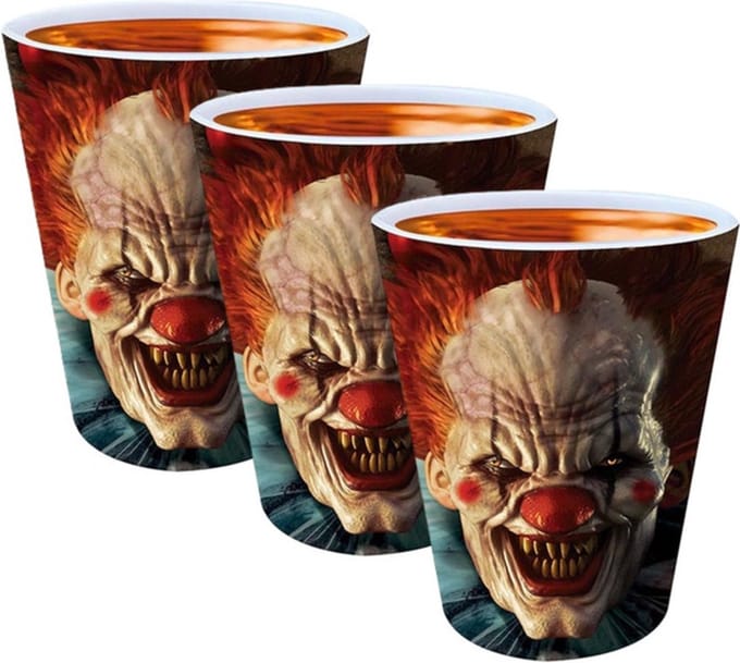 Fiestas Guirca Halloween shotglaasjes - 6x - horror clown - 5 x 6 cm - kunststof