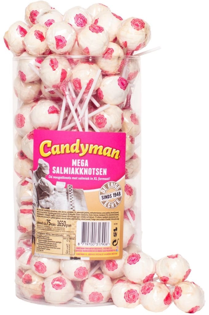 Candyman - Mega Salmiak Knotsen - 75 lollies - Omdoos 6x