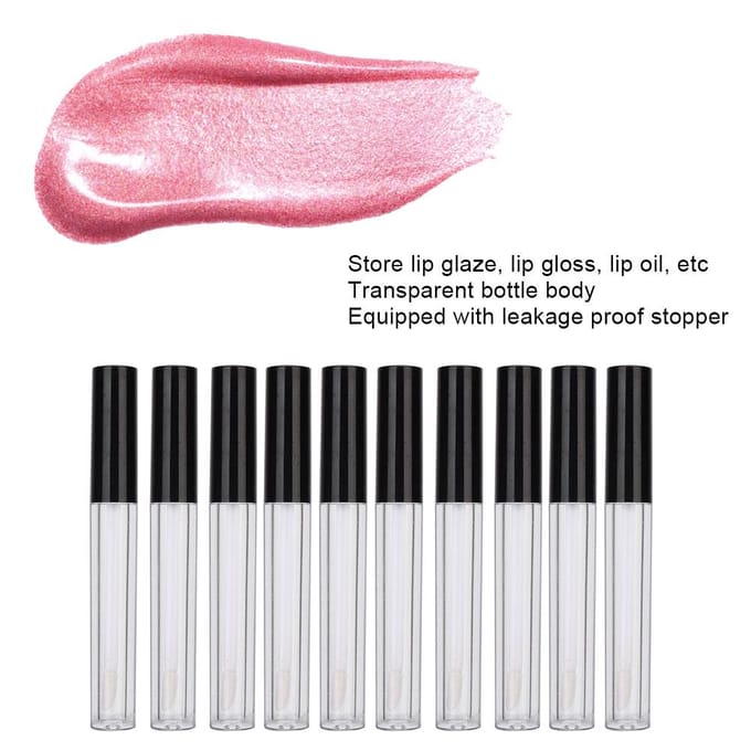Lot de 10 flacons rechargeables pour gloss à lèvres, tubes vides pour baume à lèvres, accessoires de maquillage black