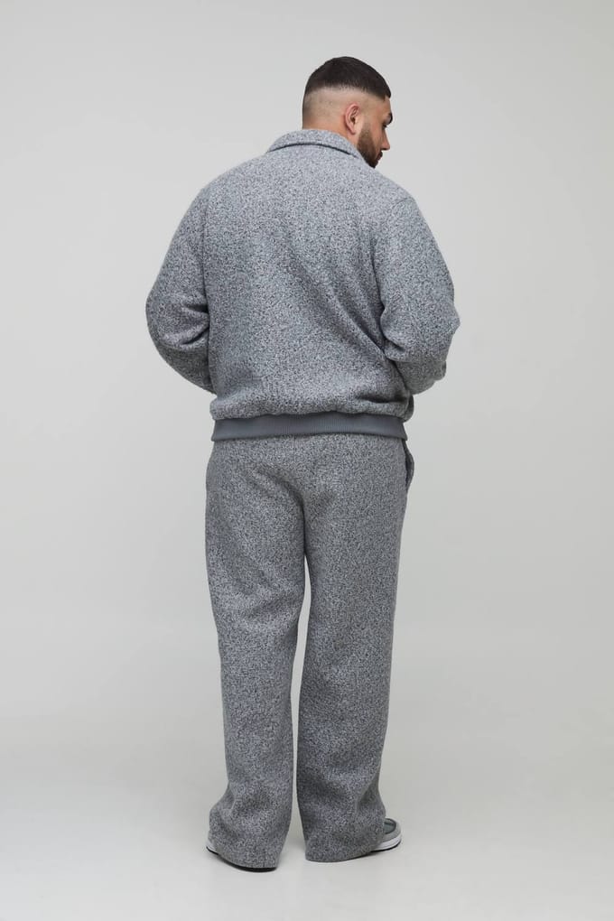 Plus Wool Look Regular Fit Collared Bomber Jacket | Grey | Size 2XL
