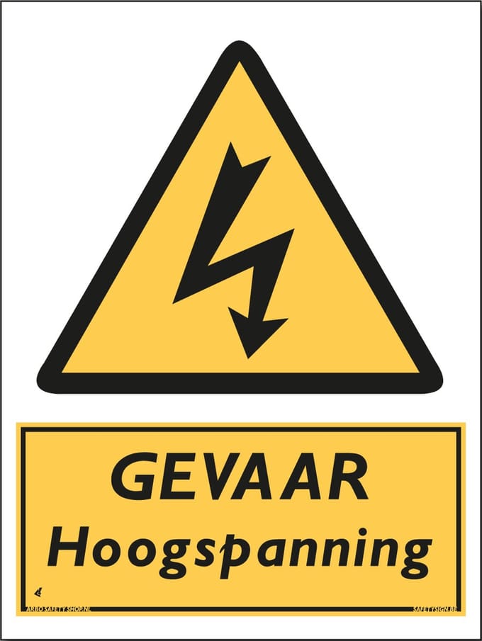 Hoogspanning bord - GEVAAR - Aluminium - 30 x 40 cm - Weerbestendig
