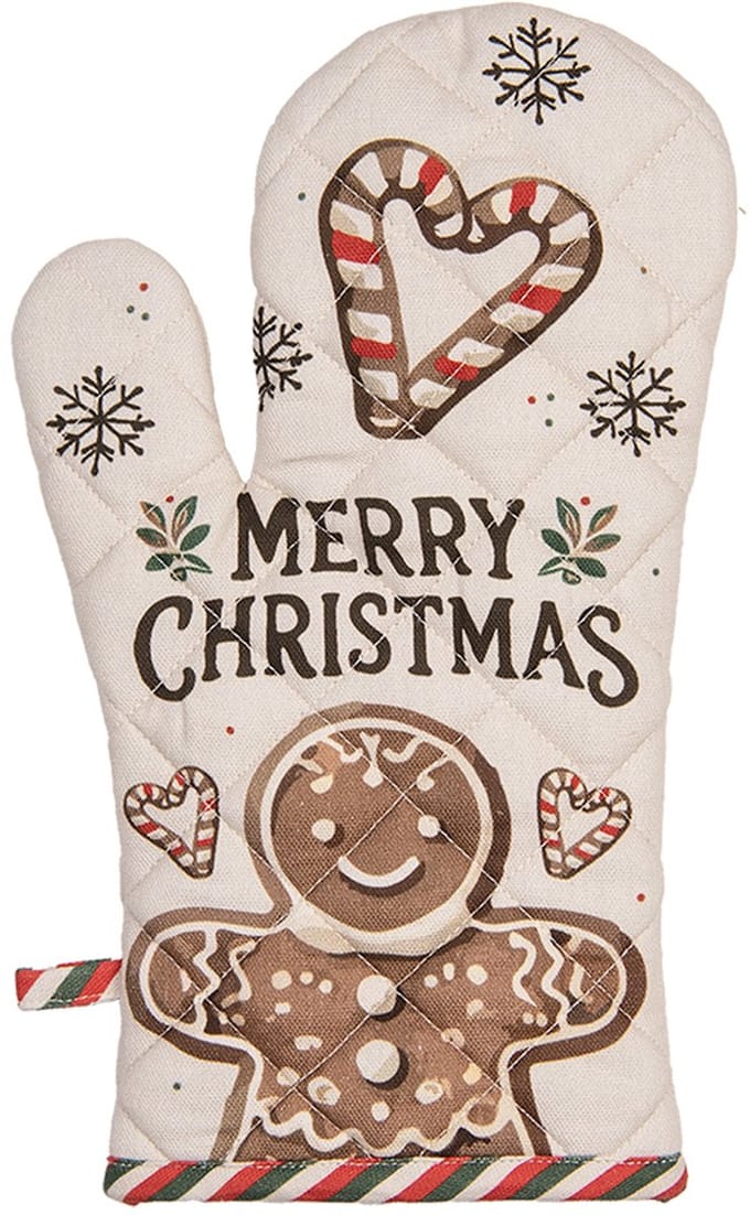 Clayre & Eef Ovenwant 18x30 cm Beige Katoen Gingerbread man