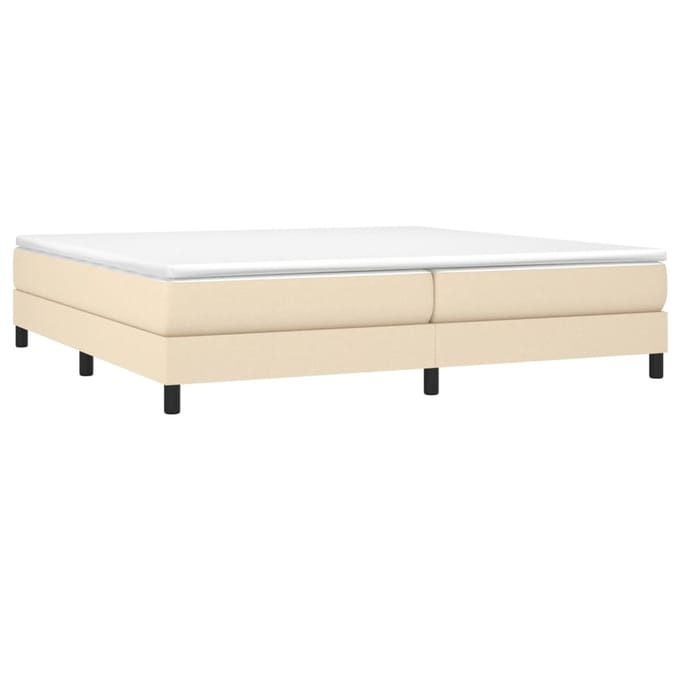 vidaXL - Boxspring - bed - stof - crèmekleurig - 200x200 - cm