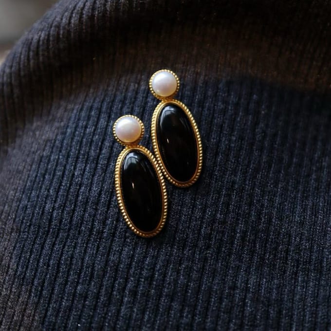 Modern Vintage Black Onyx Oorbellen