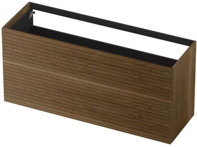 INK - Onderkast 2 Laden Push To Open Horizontaal Gefreesd Bestaande Uit: - 1400x450x650 Mm - Massief Eiken Ash Grey