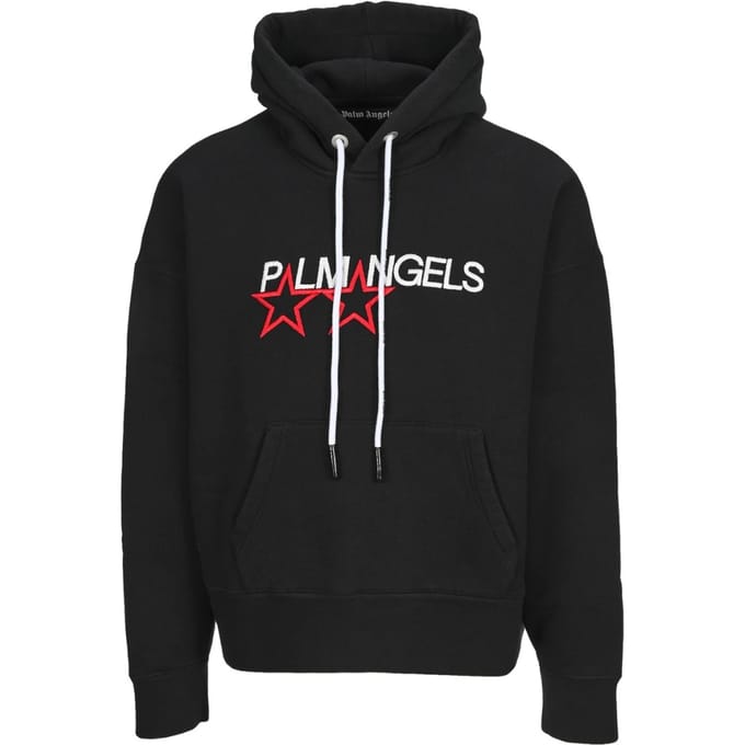 Palm Angels geborduurde sterrenlogo zwarte hoodie