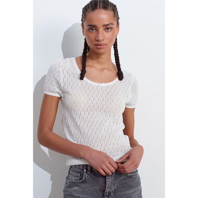 Textuur Slim-fit Blouse met Strikdetail