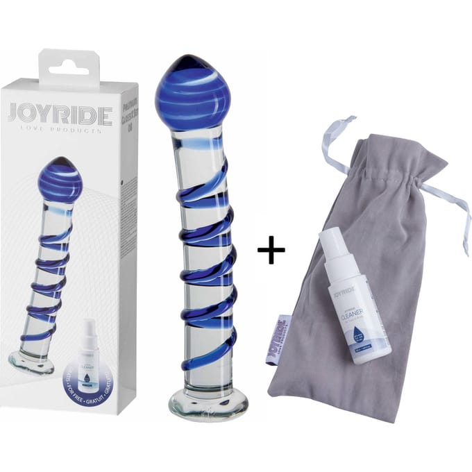 Joyride - Glazen Blauwe Dildo met ribbels - Set 08