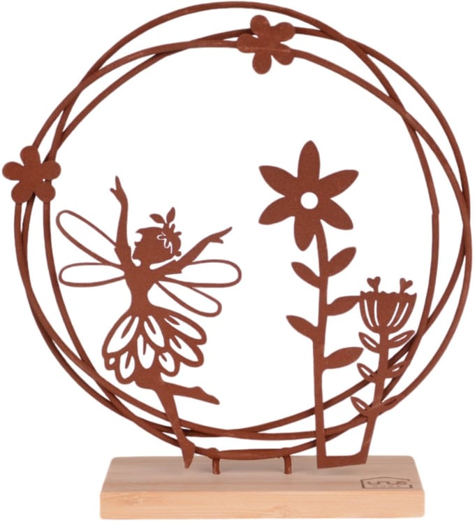 UNUS® Staander decoratieve dansende elf fee betoverende decoratie roest