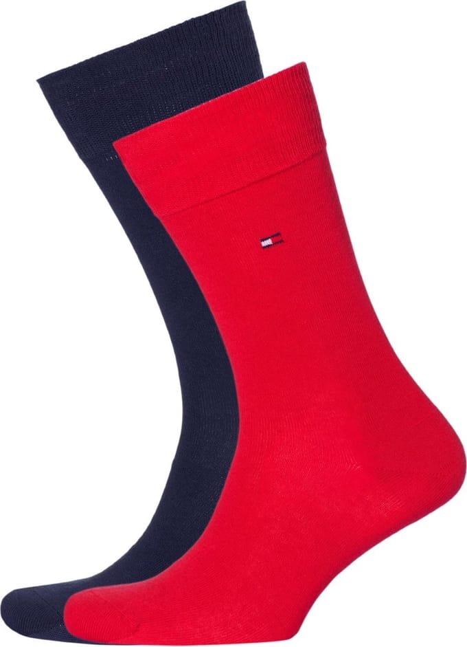 Tommy Hilfiger Classic Socks (2-pack) - herensokken katoen - rood en blauw